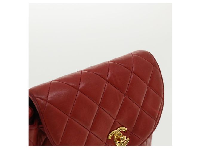 CHANEL Borsa a Mano Matelassé con Catena in Pelle di Agnello Rossa CC Auth 31892V Rosso - vista 6