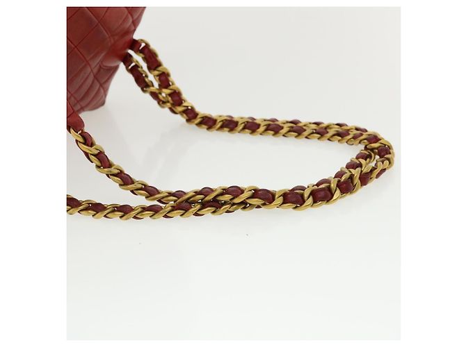 CHANEL Borsa a Mano Matelassé con Catena in Pelle di Agnello Rossa CC Auth 31892V Rosso - vista 7