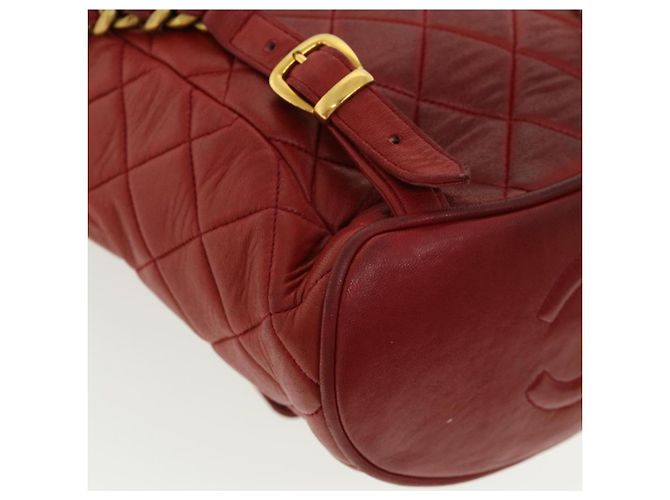 CHANEL Borsa a Mano Matelassé con Catena in Pelle di Agnello Rossa CC Auth 31892V Rosso - vista 8
