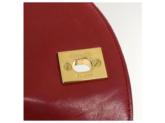 CHANEL Borsa a Mano Matelassé con Catena in Pelle di Agnello Rossa CC Auth 31892V Rosso - vista 9