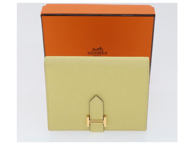 Hermès Portafoglio compatto HERMES Bearn Epsom Giallo Auth 45049SM - vista 12