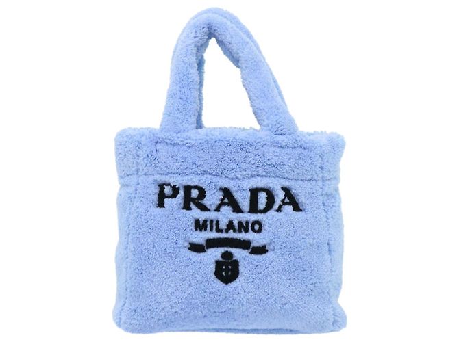 PRADA Borsa a Mano Terry 2 in 1 Azzurro Chiaro Nero Auth 47188SAV Blu chiaro - vista 13