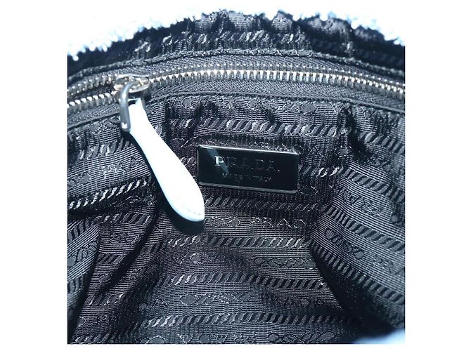 PRADA Borsa a Mano Terry 2 in 1 Azzurro Chiaro Nero Auth 47188SAV Blu chiaro - vista 18