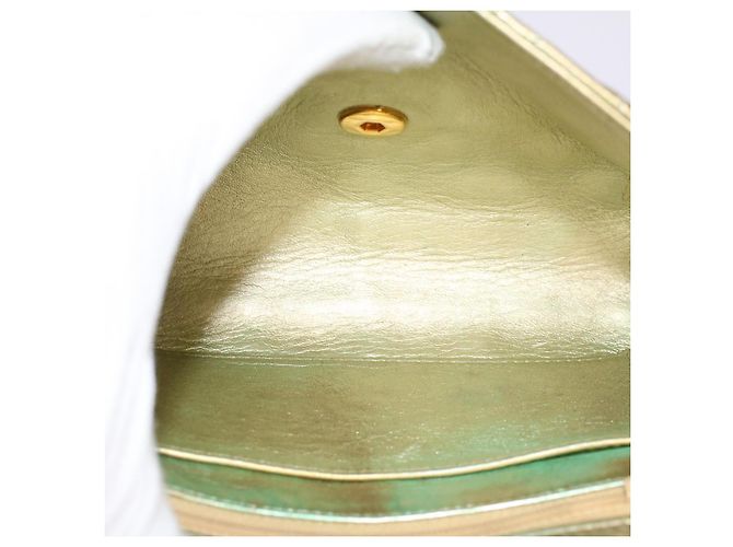 CHANEL Borsa a Spalla con Catena Matelassé e Chiusura a Girello in Pelle di Agnello Oro CC Auth 51274SAM D'oro - vista 10