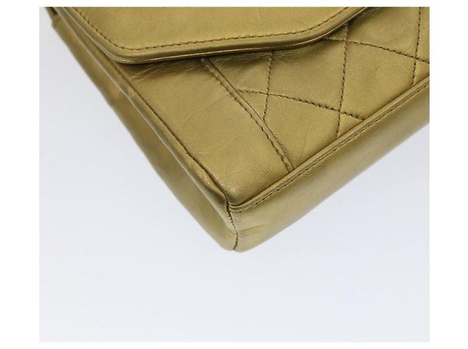 CHANEL Borsa a Spalla con Catena Matelassé e Chiusura a Girello in Pelle di Agnello Oro CC Auth 51274SAM D'oro - vista 14