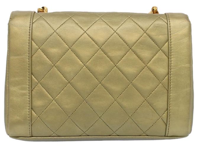CHANEL Borsa a Spalla con Catena Matelassé e Chiusura a Girello in Pelle di Agnello Oro CC Auth 51274SAM D'oro - vista 2