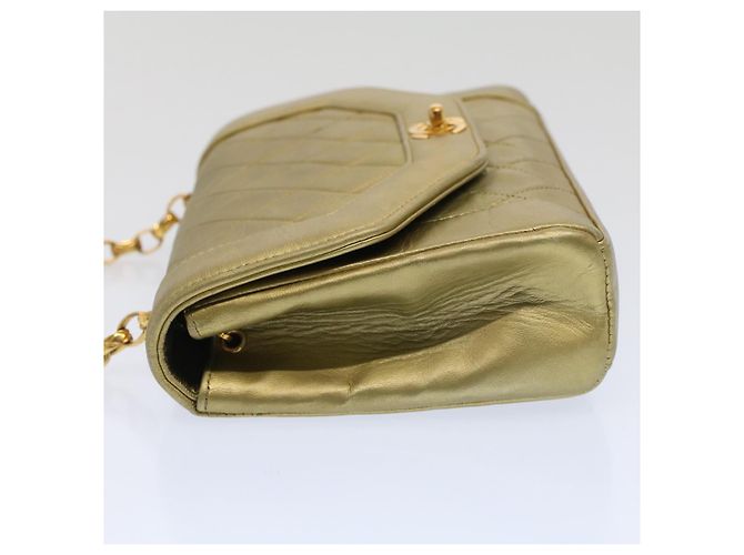 CHANEL Borsa a Spalla con Catena Matelassé e Chiusura a Girello in Pelle di Agnello Oro CC Auth 51274SAM D'oro - vista 3