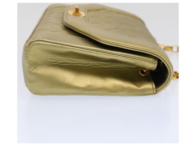 CHANEL Borsa a Spalla con Catena Matelassé e Chiusura a Girello in Pelle di Agnello Oro CC Auth 51274SAM D'oro - vista 4