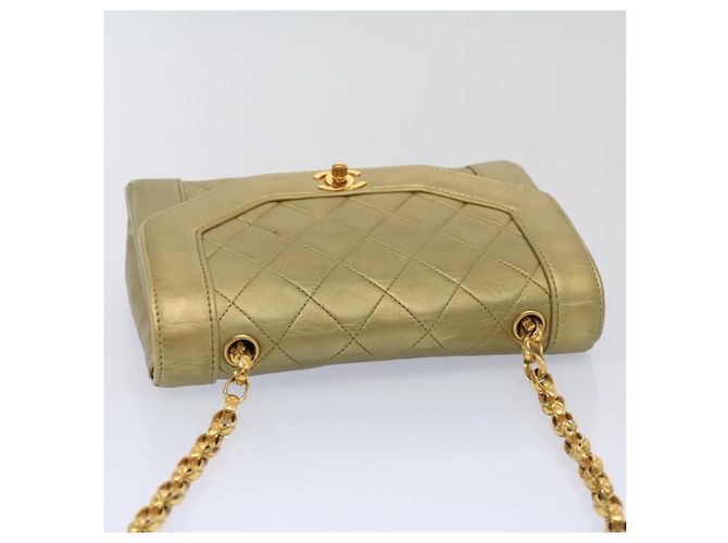 CHANEL Borsa a Spalla con Catena Matelassé e Chiusura a Girello in Pelle di Agnello Oro CC Auth 51274SAM D'oro - vista 6