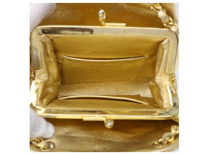 CHANEL Borsa a Spalla Matelassé in Pelle con Catena Dorata CC Auth 53015SAM D'oro - vista 10