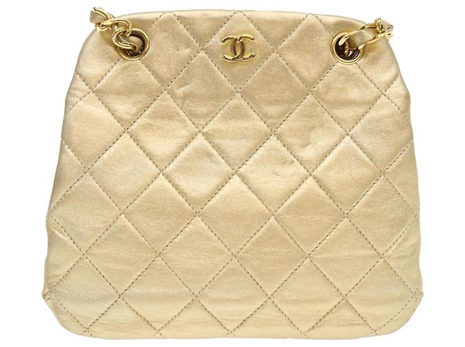 CHANEL Borsa a Spalla Matelassé in Pelle con Catena Dorata CC Auth 53015SAM D'oro - vista 13