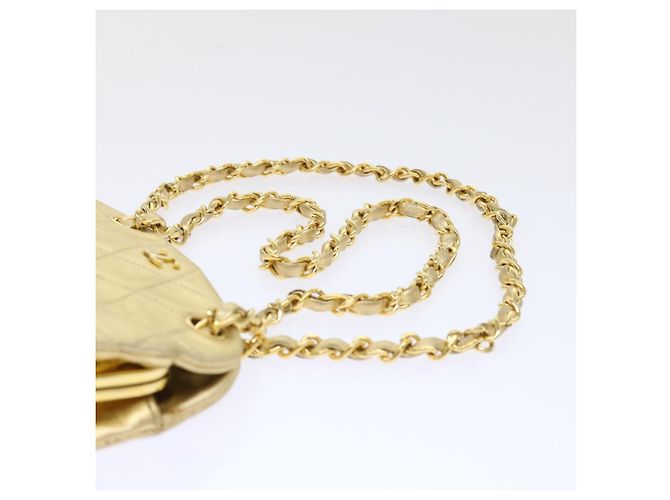 CHANEL Borsa a Spalla Matelassé in Pelle con Catena Dorata CC Auth 53015SAM D'oro - vista 14