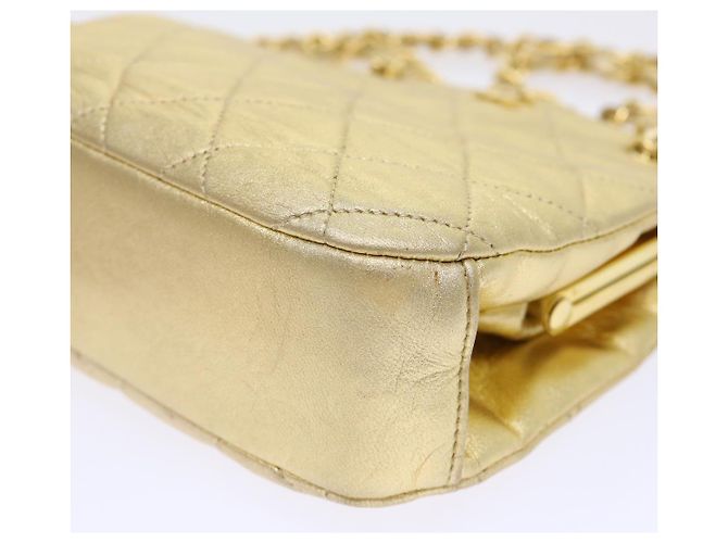 CHANEL Borsa a Spalla Matelassé in Pelle con Catena Dorata CC Auth 53015SAM D'oro - vista 15