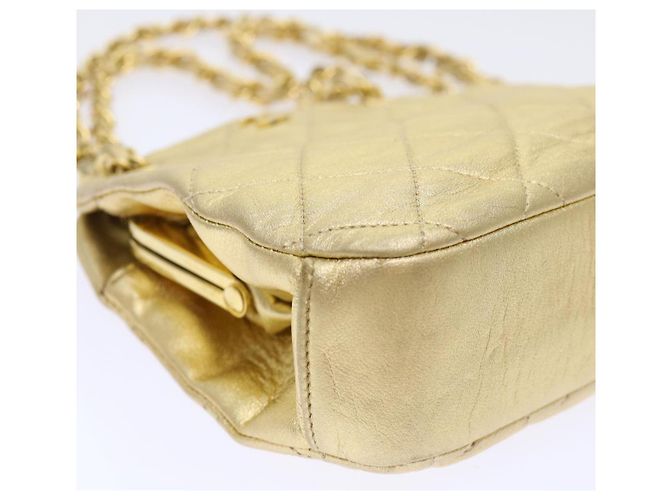 CHANEL Borsa a Spalla Matelassé in Pelle con Catena Dorata CC Auth 53015SAM D'oro - vista 16
