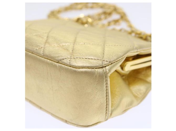 CHANEL Borsa a Spalla Matelassé in Pelle con Catena Dorata CC Auth 53015SAM D'oro - vista 17