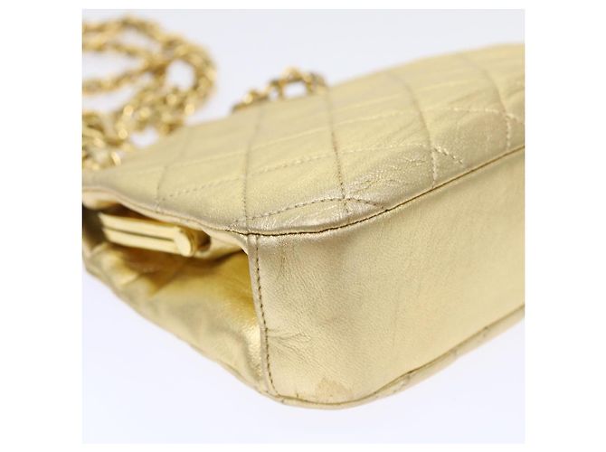 CHANEL Borsa a Spalla Matelassé in Pelle con Catena Dorata CC Auth 53015SAM D'oro - vista 18