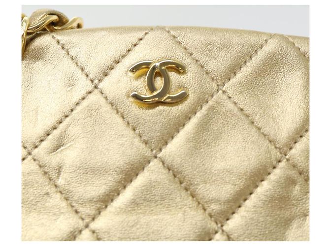 CHANEL Borsa a Spalla Matelassé in Pelle con Catena Dorata CC Auth 53015SAM D'oro - vista 19