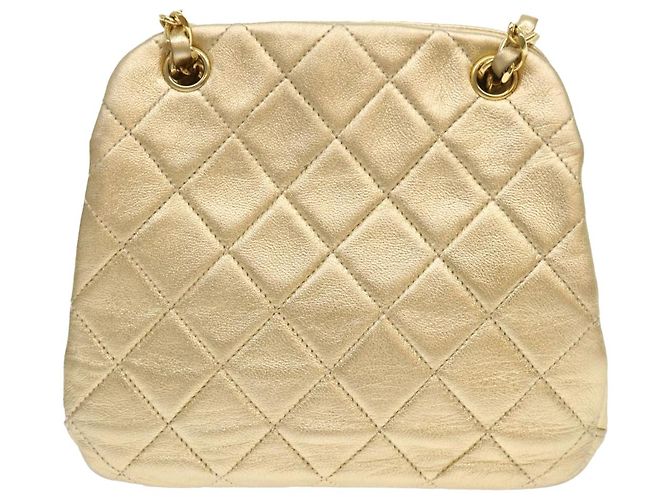 CHANEL Borsa a Spalla Matelassé in Pelle con Catena Dorata CC Auth 53015SAM D'oro - vista 2