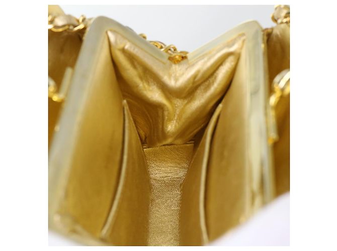 CHANEL Borsa a Spalla Matelassé in Pelle con Catena Dorata CC Auth 53015SAM D'oro - vista 23