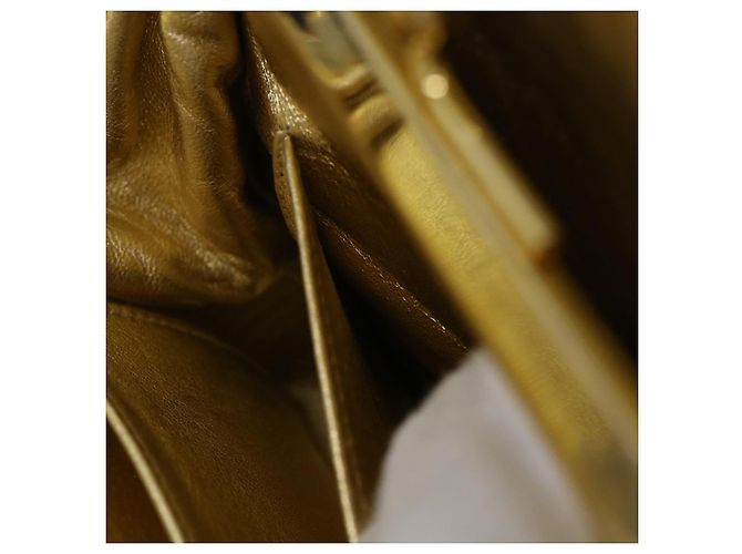 CHANEL Borsa a Spalla Matelassé in Pelle con Catena Dorata CC Auth 53015SAM D'oro - vista 28