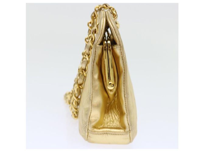 CHANEL Borsa a Spalla Matelassé in Pelle con Catena Dorata CC Auth 53015SAM D'oro - vista 3