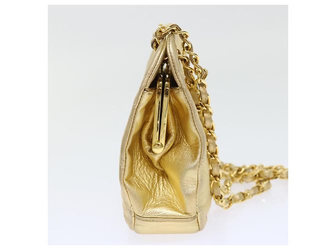 CHANEL Borsa a Spalla Matelassé in Pelle con Catena Dorata CC Auth 53015SAM D'oro - vista 4