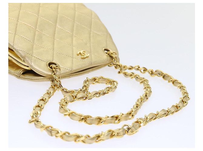CHANEL Borsa a Spalla Matelassé in Pelle con Catena Dorata CC Auth 53015SAM D'oro - vista 7