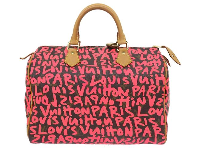 LOUIS VUITTON Borsa a Mano Speedy 30 Monogram Graffiti Rosa M93704 LV Auth 56156SAM Monogramma - vista 13