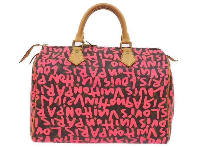 LOUIS VUITTON Borsa a Mano Speedy 30 Monogram Graffiti Rosa M93704 LV Auth 56156SAM Monogramma - vista 2
