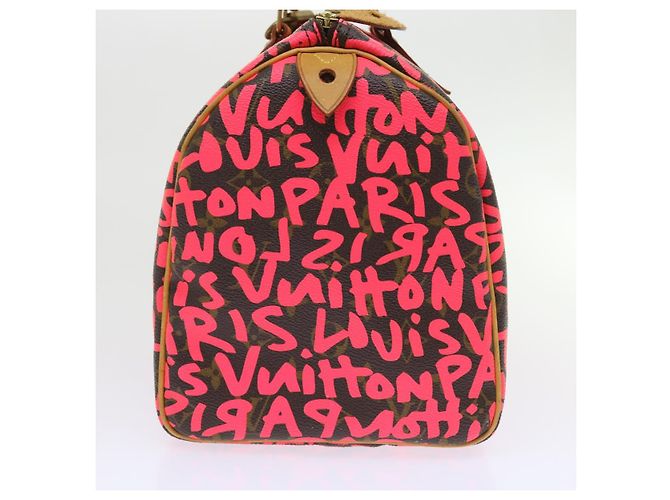 LOUIS VUITTON Borsa a Mano Speedy 30 Monogram Graffiti Rosa M93704 LV Auth 56156SAM Monogramma - vista 4