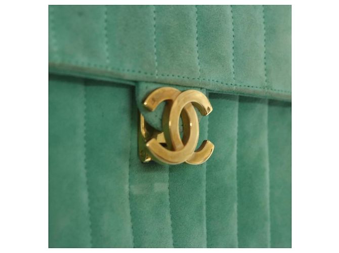 CHANEL Borsa a Mano in Camoscio Verde CC Auth 68731SAV - view 10