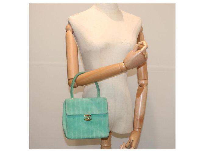 CHANEL Borsa a Mano in Camoscio Verde CC Auth 68731SAV - view 24