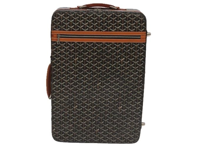 Maleta GOYARD Herringbone Trolley PM en PVCCanvas marrón Auth mr552SAM Castaño - vista 13