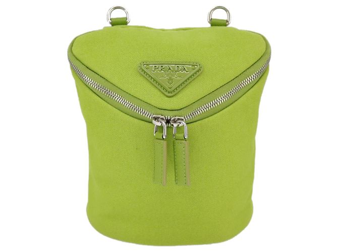 Borsa a Spalla PRADA in Tela Argento Verde Auth 102538SAV - vista 13