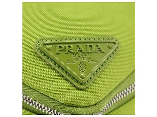Borsa a Spalla PRADA in Tela Argento Verde Auth 102538SAV - vista 17