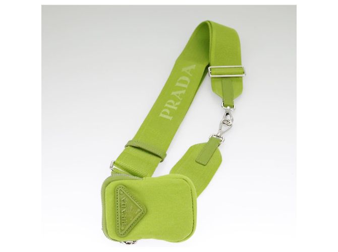 Borsa a Spalla PRADA in Tela Argento Verde Auth 102538SAV - vista 23