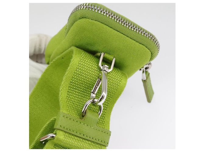 Borsa a Spalla PRADA in Tela Argento Verde Auth 102538SAV - vista 25