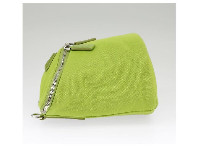 Borsa a Spalla PRADA in Tela Argento Verde Auth 102538SAV - vista 3