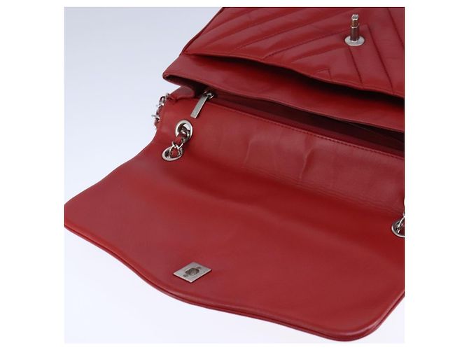 CHANEL Borsa a Spalla con Catena V Stitch in Pelle di Agnello Rossa CC Auth 102030SAM Rosso - vista 10