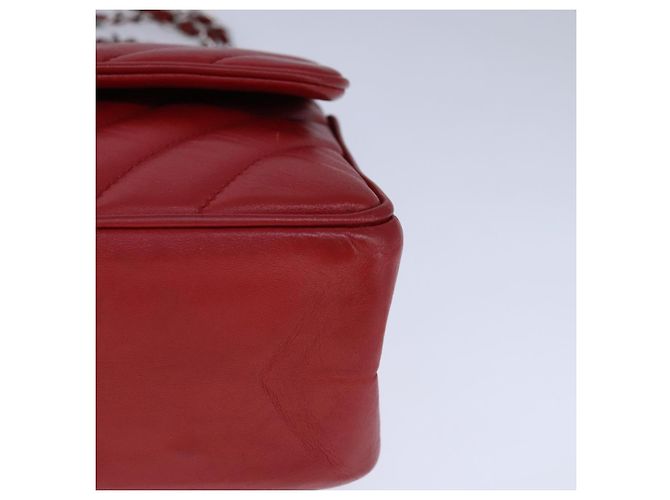 CHANEL Borsa a Spalla con Catena V Stitch in Pelle di Agnello Rossa CC Auth 102030SAM Rosso - vista 14