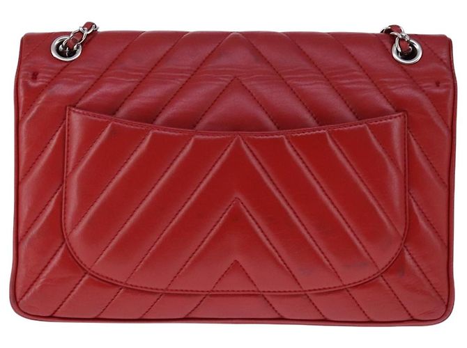 CHANEL Borsa a Spalla con Catena V Stitch in Pelle di Agnello Rossa CC Auth 102030SAM Rosso - vista 2