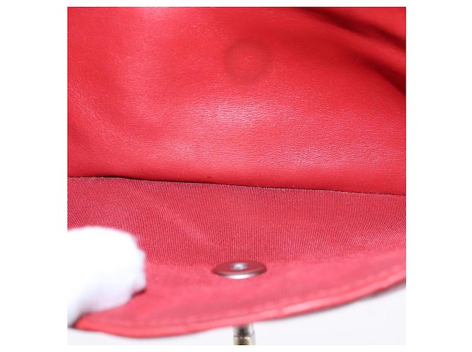 CHANEL Borsa a Spalla con Catena V Stitch in Pelle di Agnello Rossa CC Auth 102030SAM Rosso - vista 23