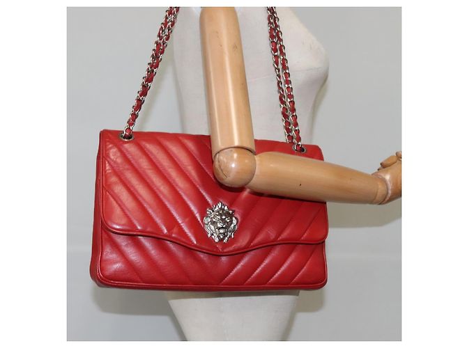CHANEL Borsa a Spalla con Catena V Stitch in Pelle di Agnello Rossa CC Auth 102030SAM Rosso - vista 24