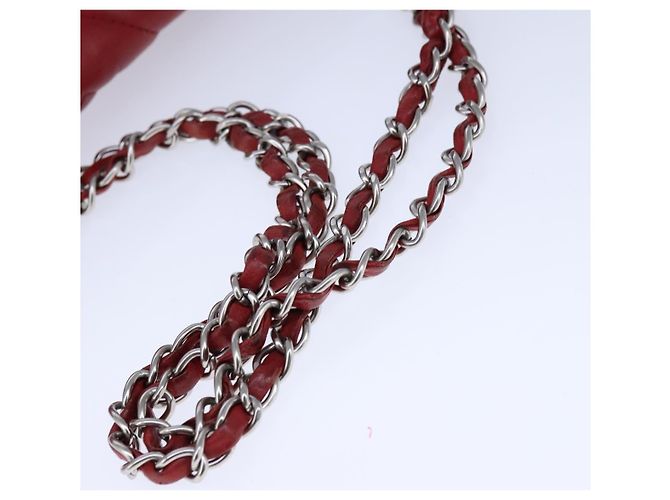CHANEL Borsa a Spalla con Catena V Stitch in Pelle di Agnello Rossa CC Auth 102030SAM Rosso - vista 7