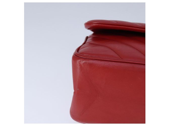 CHANEL Borsa a Spalla con Catena V Stitch in Pelle di Agnello Rossa CC Auth 102030SAM Rosso - vista 9