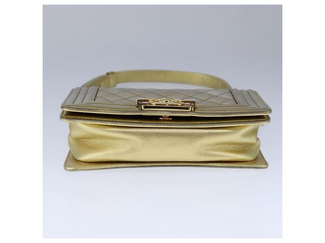 CHANEL Borsa a Spalla Boy Chanel Matelassé Catena Patente Oro CC Auth 106721SAM D'oro - vista 5