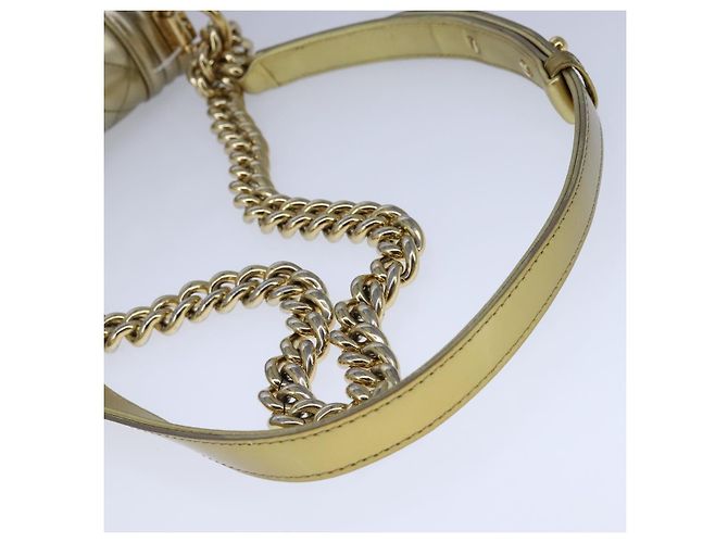 CHANEL Borsa a Spalla Boy Chanel Matelassé Catena Patente Oro CC Auth 106721SAM D'oro - vista 7