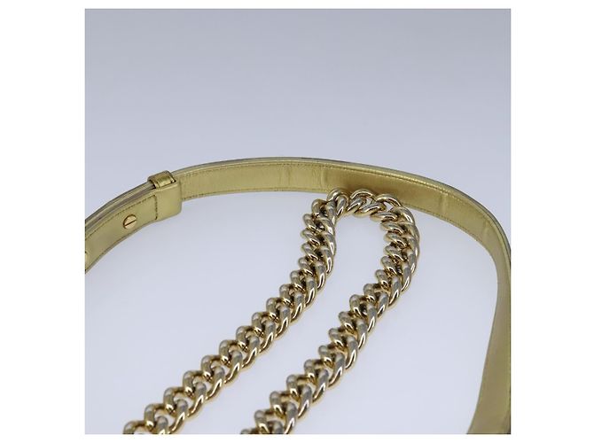 CHANEL Borsa a Spalla Boy Chanel Matelassé Catena Patente Oro CC Auth 106721SAM D'oro - vista 8
