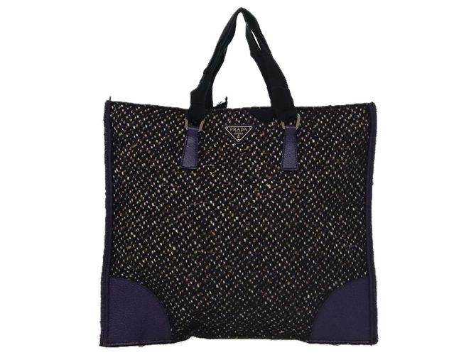 PRADA Borsa a mano in lana pelle viola argento Auth bs20846A Porpora - vista 13