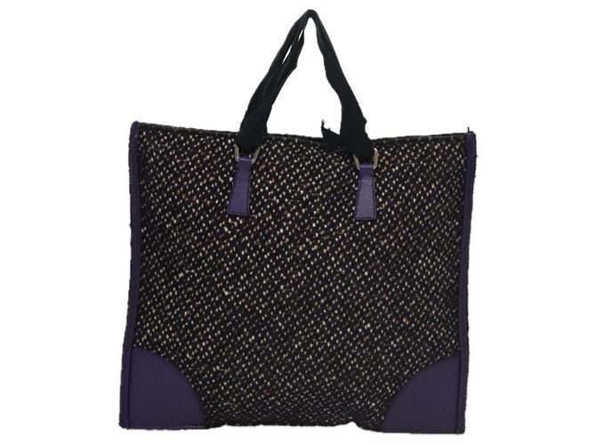 PRADA Borsa a mano in lana pelle viola argento Auth bs20846A Porpora - vista 2